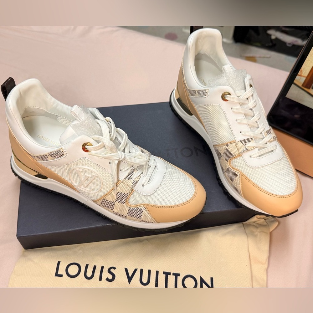 Louis Vuitton White and Tan Athletic Shoes